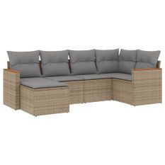 Salon de jardin avec coussins 6pcs mélange beige résine tressée