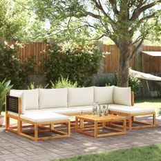 Salon de jardin avec coussins 7 pcs bois massif d'acacia