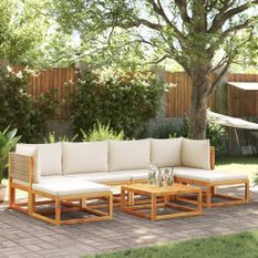 Salon de jardin avec coussins 7 pcs bois massif d'acacia