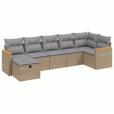 Salon de jardin avec coussins 7pcs mélange beige résine tressée