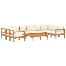Salon de jardin avec coussins 8 pcs bois massif d'acacia