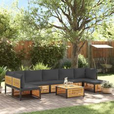 Salon de jardin avec coussins 8 pcs bois massif d'acacia