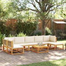 Salon de jardin avec coussins 8 pcs bois massif d'acacia