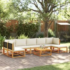 Salon de jardin avec coussins 8 pcs bois massif d'acacia