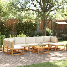 Salon de jardin avec coussins 8 pcs bois massif d'acacia