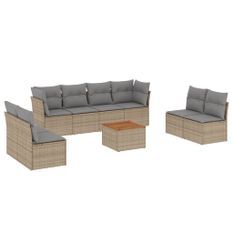 Salon de jardin avec coussins 9pcs mélange beige résine tressée