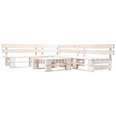 Salon de jardin palette 4 pcs Bois Blanc 2