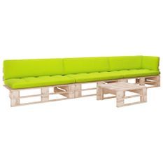 Salon de jardin palette 4pcs avec coussins Bois de pin imprégné 16