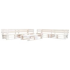 Salon de jardin palette 6 pcs Bois Blanc 12