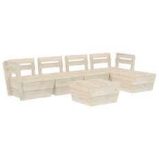Salon de jardin palette 6 pcs Bois d'épicéa imprégné 2
