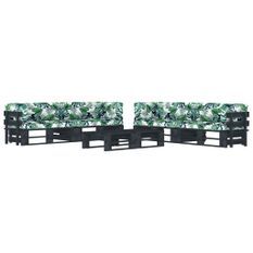Salon de jardin palette 6 pcs et coussins Pin imprégné de noir 18