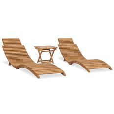 Salon de jardin pliable 3 pcs Bois de teck solide