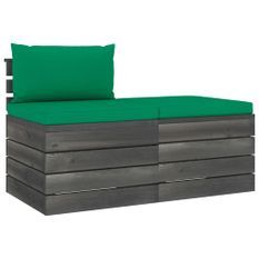Salon palette de jardin 2 pcs avec coussins Bois de pin massif 22