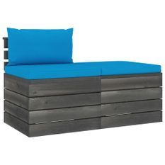 Salon palette de jardin 2 pcs avec coussins Bois de pin massif 21