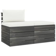 Salon palette de jardin 2 pcs avec coussins Bois de pin massif 19