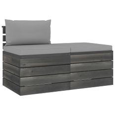 Salon palette de jardin 2 pcs avec coussins Bois de pin massif 18