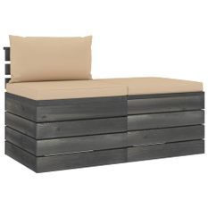 Salon palette de jardin 2 pcs avec coussins Bois de pin massif 20