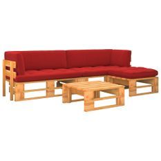 Salon palette de jardin 4 pcs Pin imprégné de marron miel 10