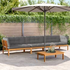 Salon palette de jardin avec coussins 4pcs bois d'acacia massif