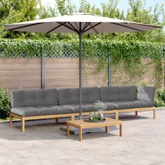 Salon palette de jardin avec coussins 4pcs bois d'acacia massif