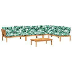 Salon palette de jardin avec coussins 5pcs bois d'acacia massif