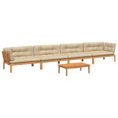 Salon palette de jardin avec coussins 5pcs bois d'acacia massif