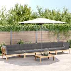Salon palette de jardin avec coussins 5pcs bois d'acacia massif