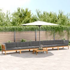 Salon palette de jardin avec coussins 6pcs bois d'acacia massif