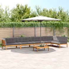 Salon palette de jardin avec coussins 6pcs bois d'acacia massif