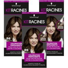SCHWARZKOPF Kit Racines - Coloration Racines Cheveux permanente - Châtain R6 - Lot de 3