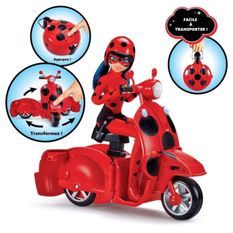 Scooter Miraculous Switch'n go + poupée articulée Ladybug Lucky Charm BANDAI 26 cm - P50668
