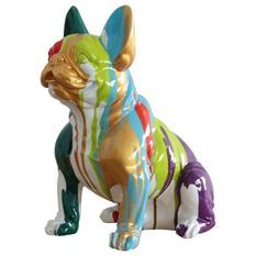 Sculpture boston terrier polyrésine multicolore Perro H 45 cm