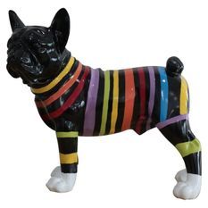 Sculpture boston terrier polyrésine multicolore Perro 32 cm