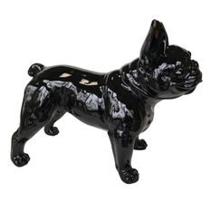 Sculpture boston terrier polyrésine noire Perro 52 cm
