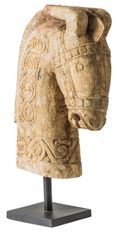 Sculpture cheval bois antique naturel Esai 65