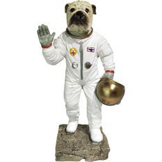 Sculpture chien astronaute polyrésine blanche Spacie
