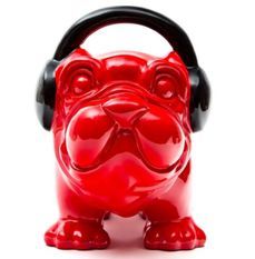 Sculpture chien bulldog DJ polyrésine rouge Animay 30 cm