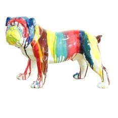 Sculpture chien bulldog polyrésine multicolore Tiere 40 cm