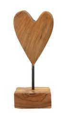 Sculpture en teak en forme de cœur 10x10x25 cm