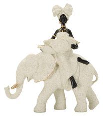 Sculpture ethnique femme africaine sur éléphant 50 x 16 x 34 cm