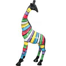Sculpture girafe à rayures polyrésine multicolore Animay H 163 cm