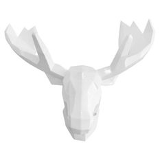 Sculpture tête de cerf polyrésine blanc mat Calav H 47 cm