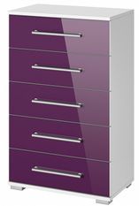 Semainier design 5 tiroirs laqué violet Quadra