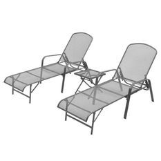 Set de 2 chaises longues et 1 table métal anthracite Reikish