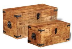 Set de 2 coffres de rangement Vahina – Bois de manguier brut avec finition cirée