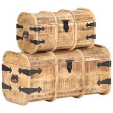 Set de 2 coffres de rangement Valoria – Bois de Manguier Massif