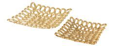 Set de 2 plats carré aluminium doré Clotilde - Lot de 2