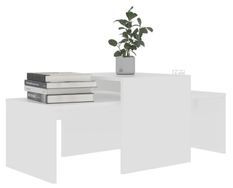 Set de 2 tables basses gigognes bois blanc Folet 100 cm