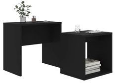 Set de 2 tables basses gigognes bois noir Filow 37 - 48 cm
