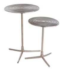 Set de 2 tables cercles aluminium argent noir Lia D 41-D 34 cm